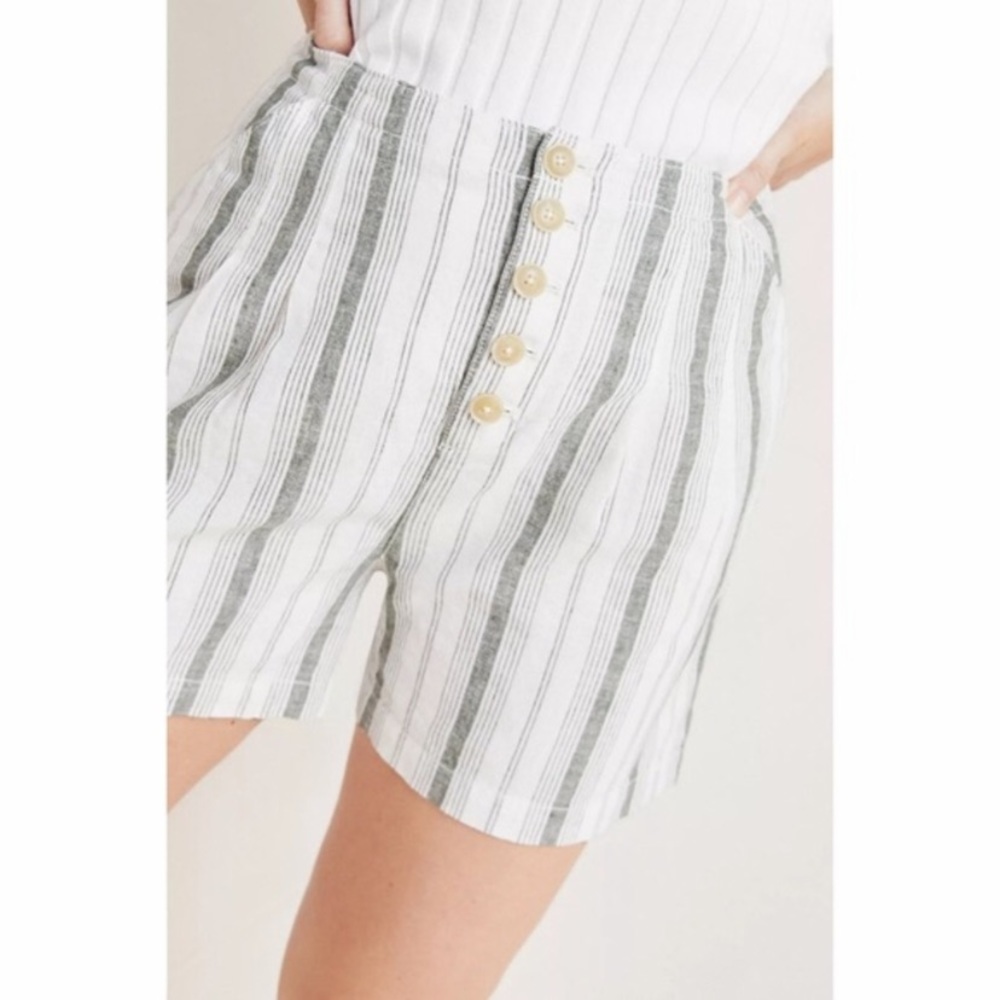 Anthropologie Linen Blend Striped Shorts Size 2